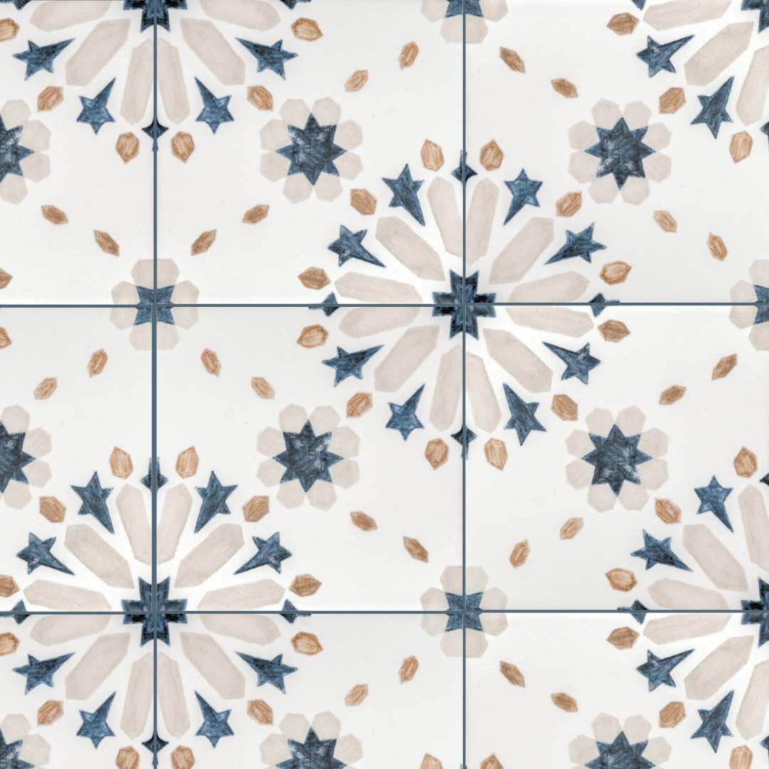 Dahlia 6" x 6" Blue Matte Porcelain Tile