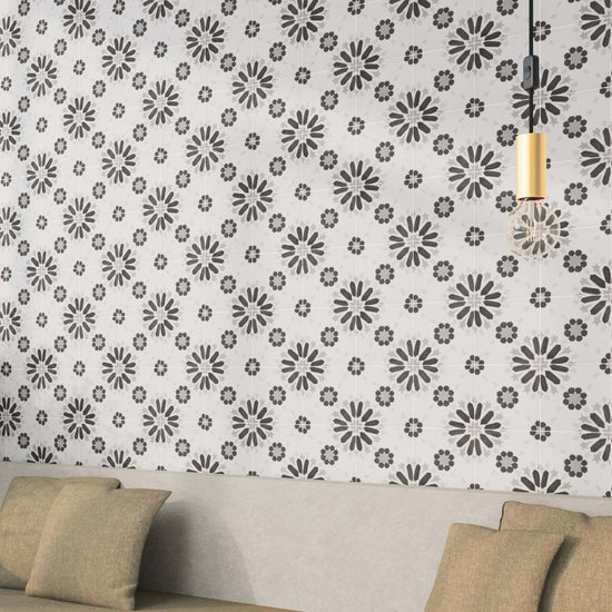 Dahlia 6" x 6" Noir Matte Porcelain Tile