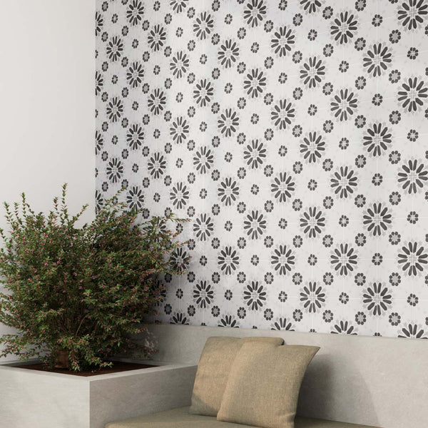 Dahlia 6" x 6" Noir Matte Porcelain Tile