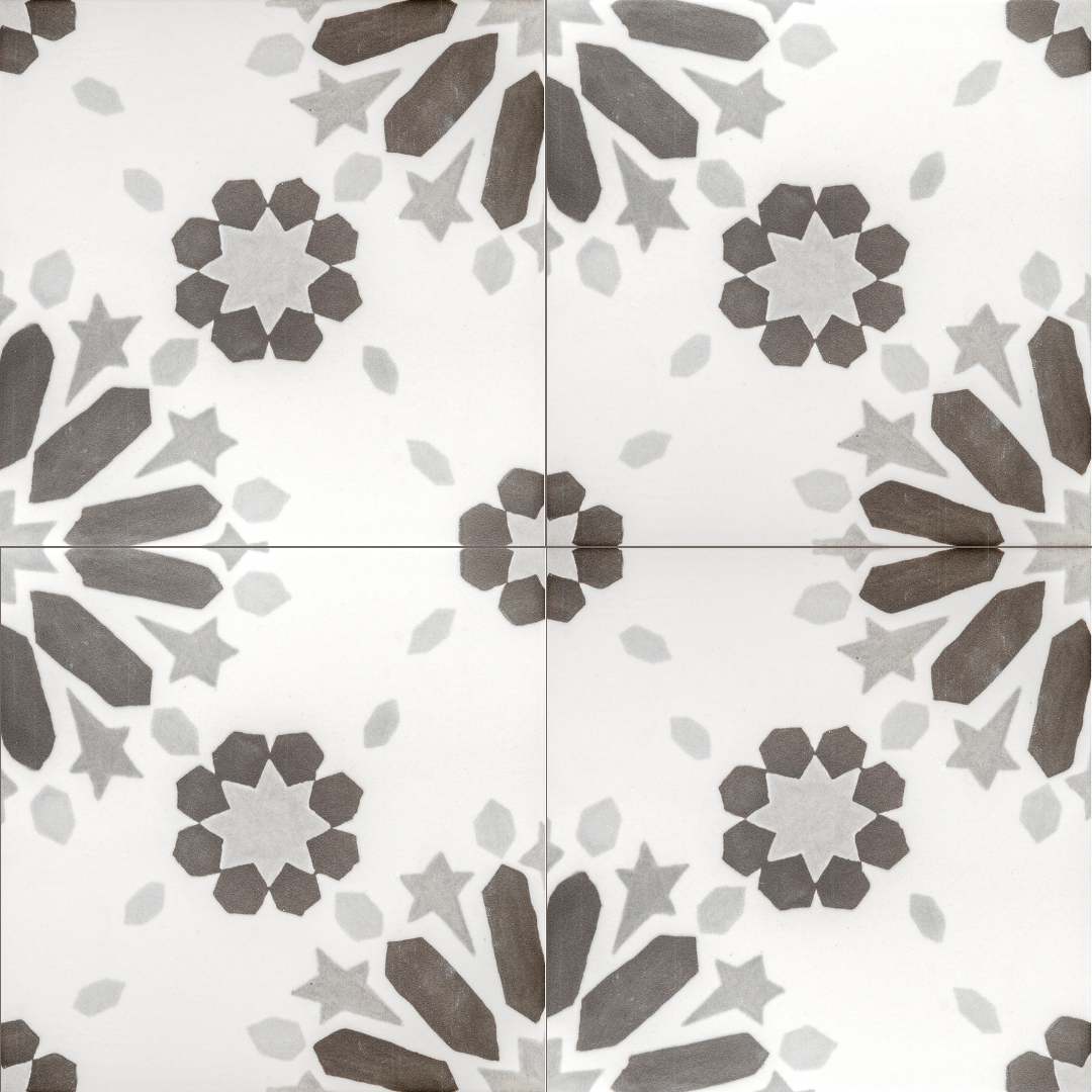 Dahlia 6" x 6" Noir Matte Porcelain Tile