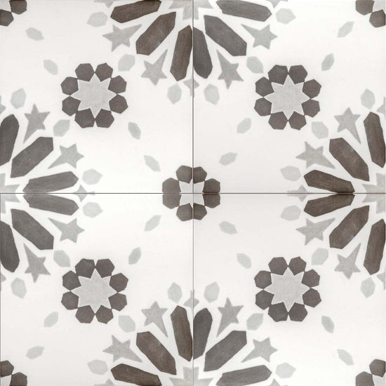 Dahlia 6" x 6" Noir Matte Porcelain Tile