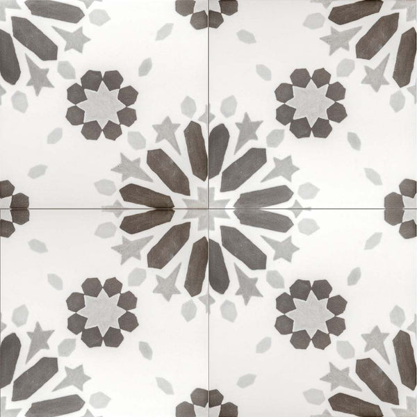Dahlia 6" x 6" Noir Matte Porcelain Tile