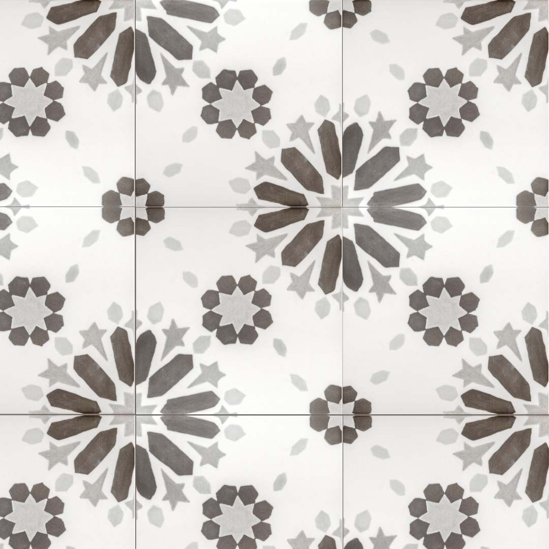 Dahlia 6" x 6" Noir Matte Porcelain Tile