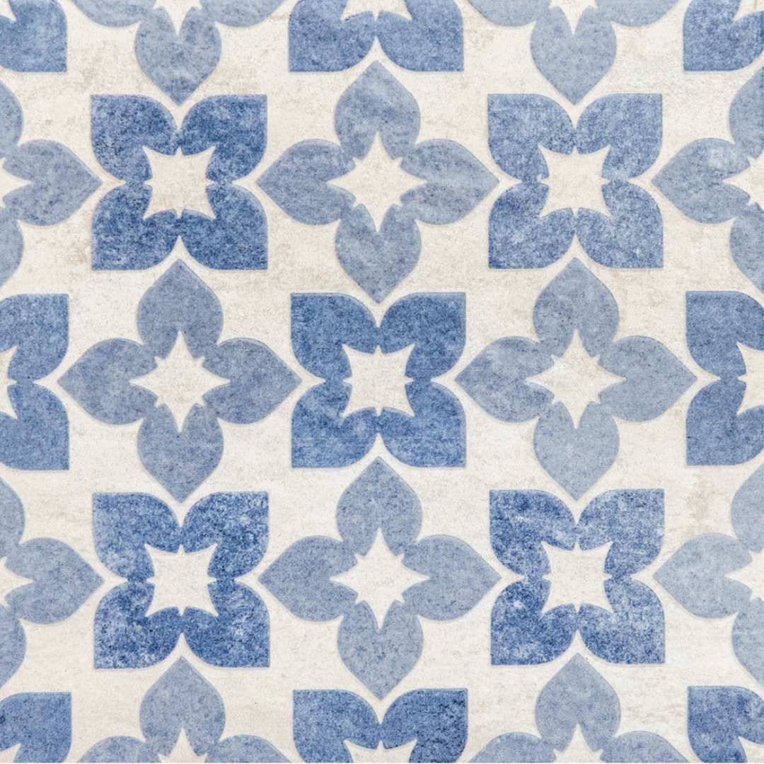 Phlox 8" x 8" Blue Porcelain Matte and Shiny Tile