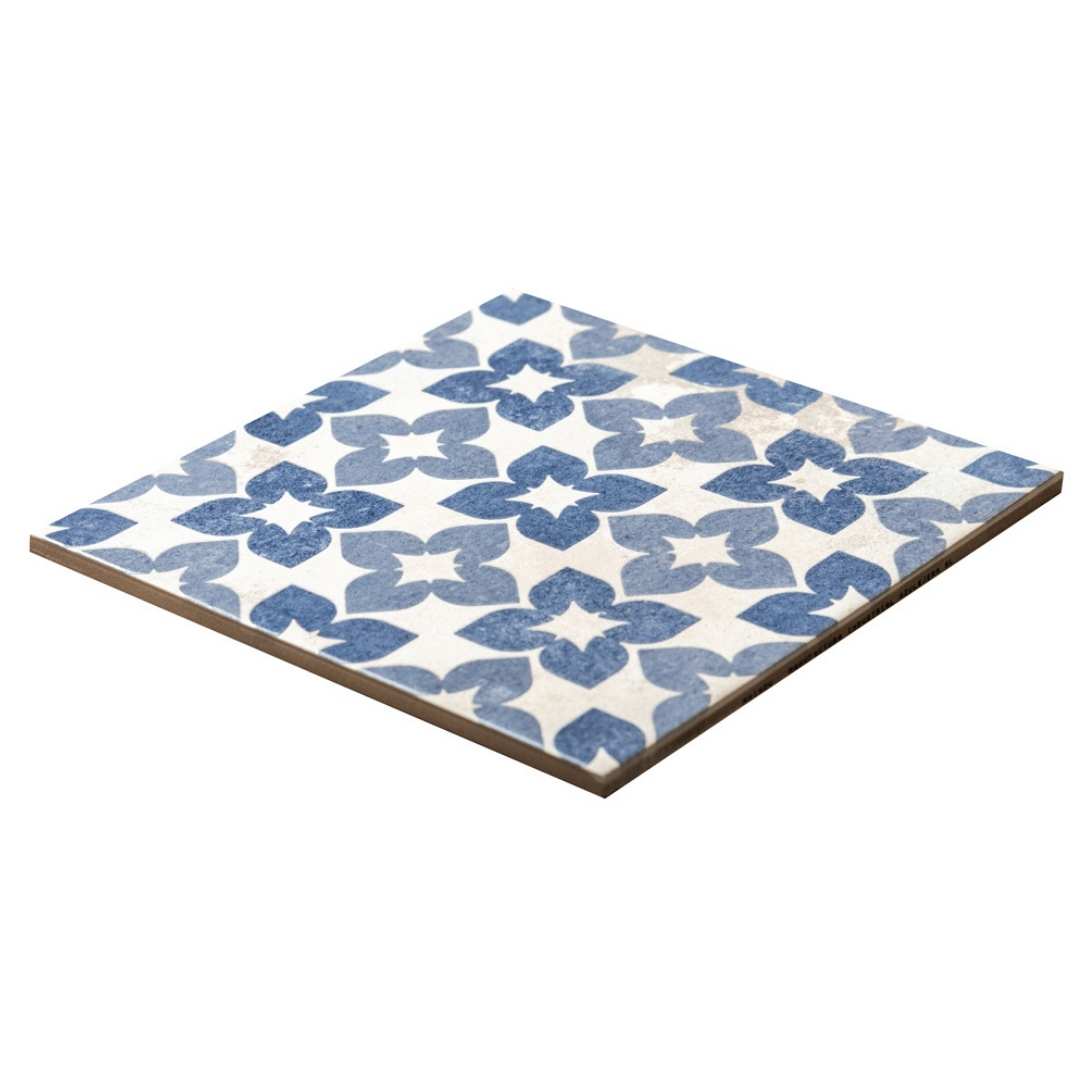 Phlox 8" x 8" Blue Porcelain Matte and Shiny Tile