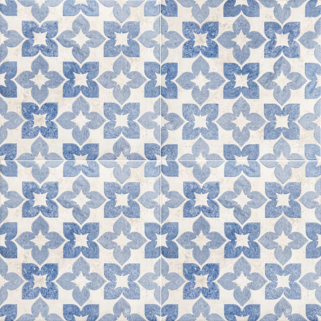 Phlox 8" x 8" Blue Porcelain Matte and Shiny Tile