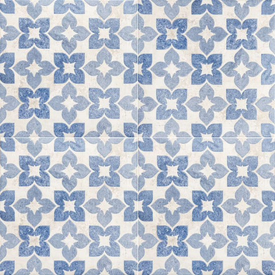 Phlox 8" x 8" Blue Porcelain Matte and Shiny Tile