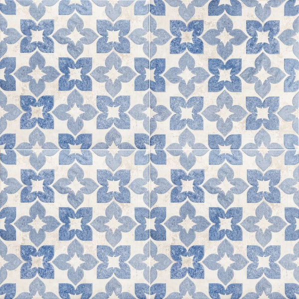 Phlox 8" x 8" Blue Porcelain Matte and Shiny Tile