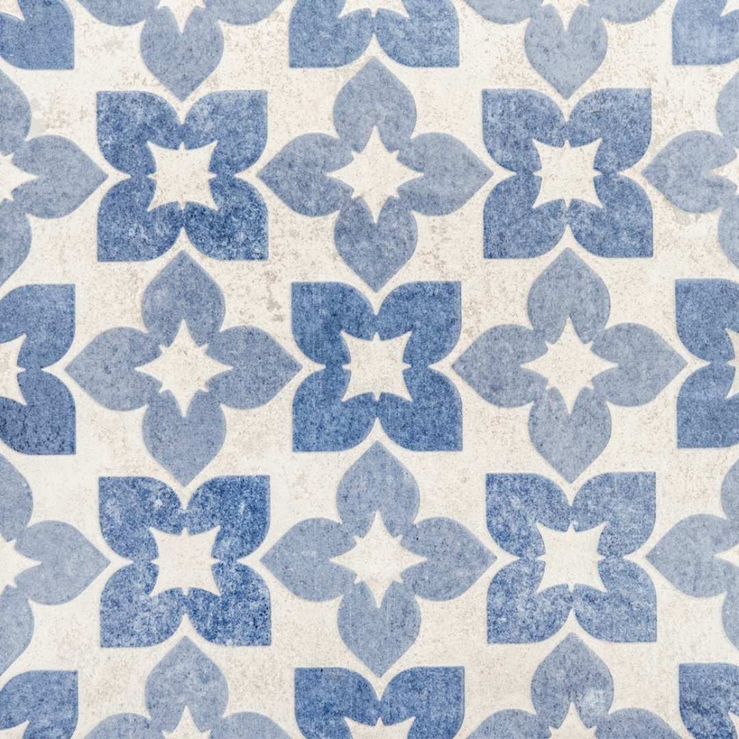 Phlox 8" x 8" Blue Porcelain Matte and Shiny Tile