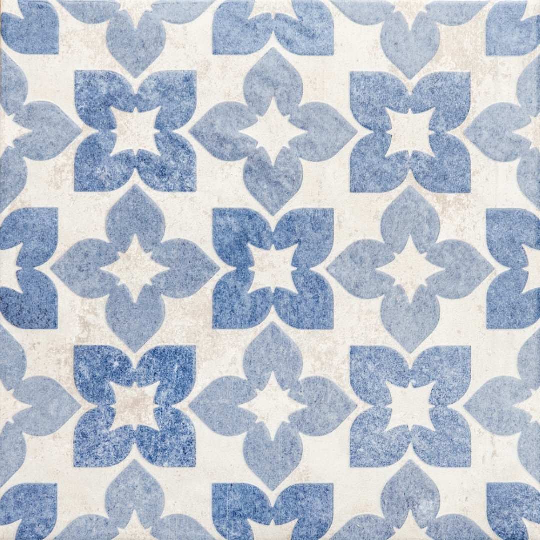 Phlox 8" x 8" Blue Porcelain Matte and Shiny Tile