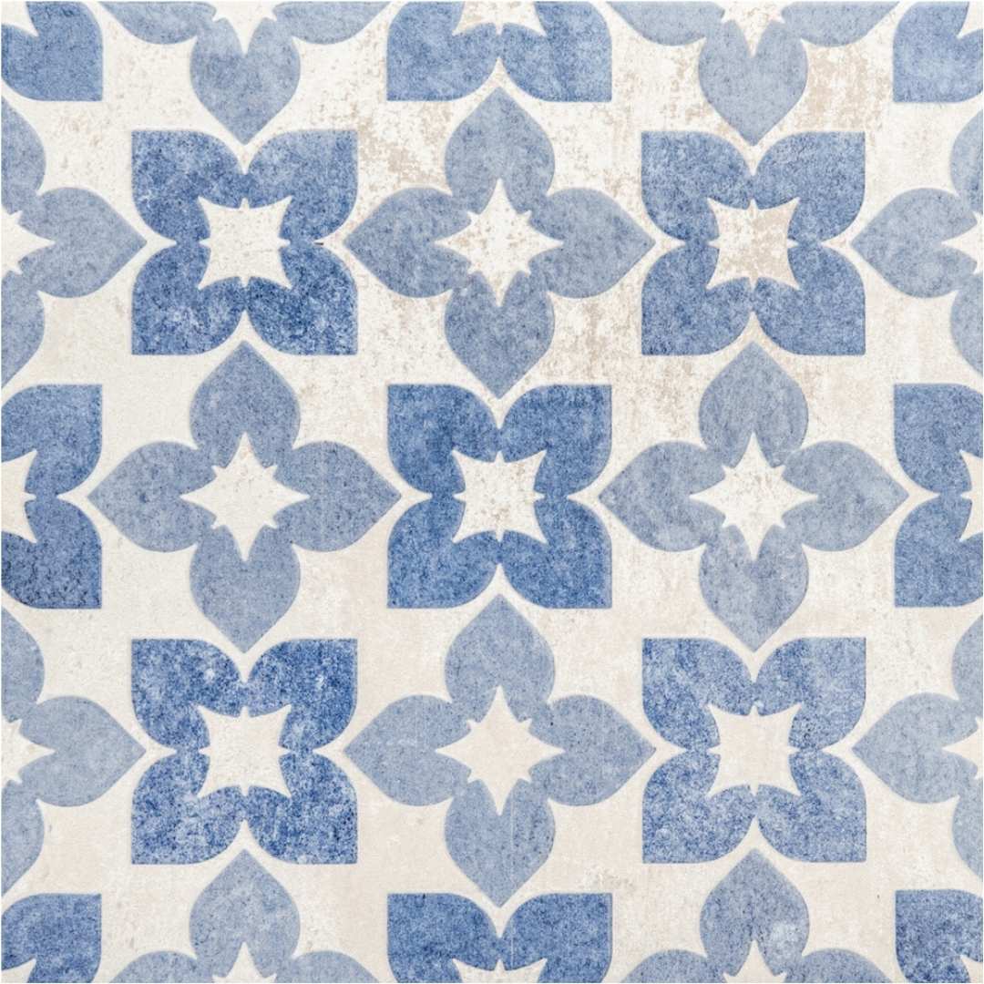 Phlox 8" x 8" Blue Porcelain Matte and Shiny Tile