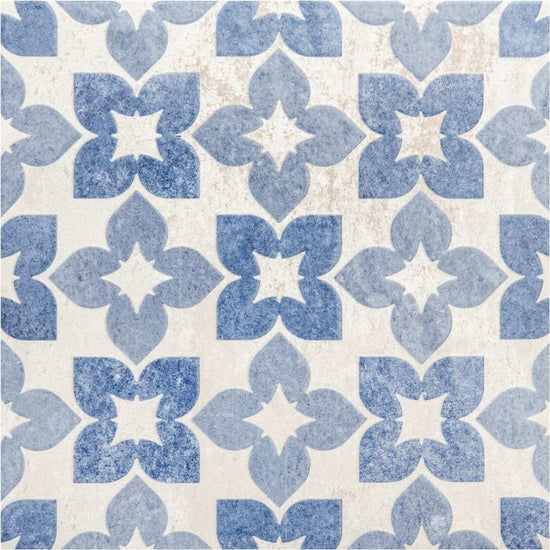 Phlox 8" x 8" Blue Porcelain Matte and Shiny Tile