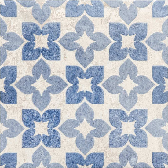 Phlox 8" x 8" Blue Porcelain Matte and Shiny Tile