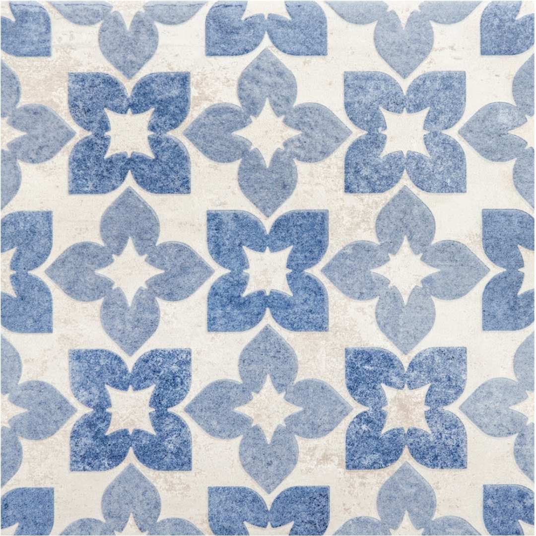 Phlox 8" x 8" Blue Porcelain Matte and Shiny Tile