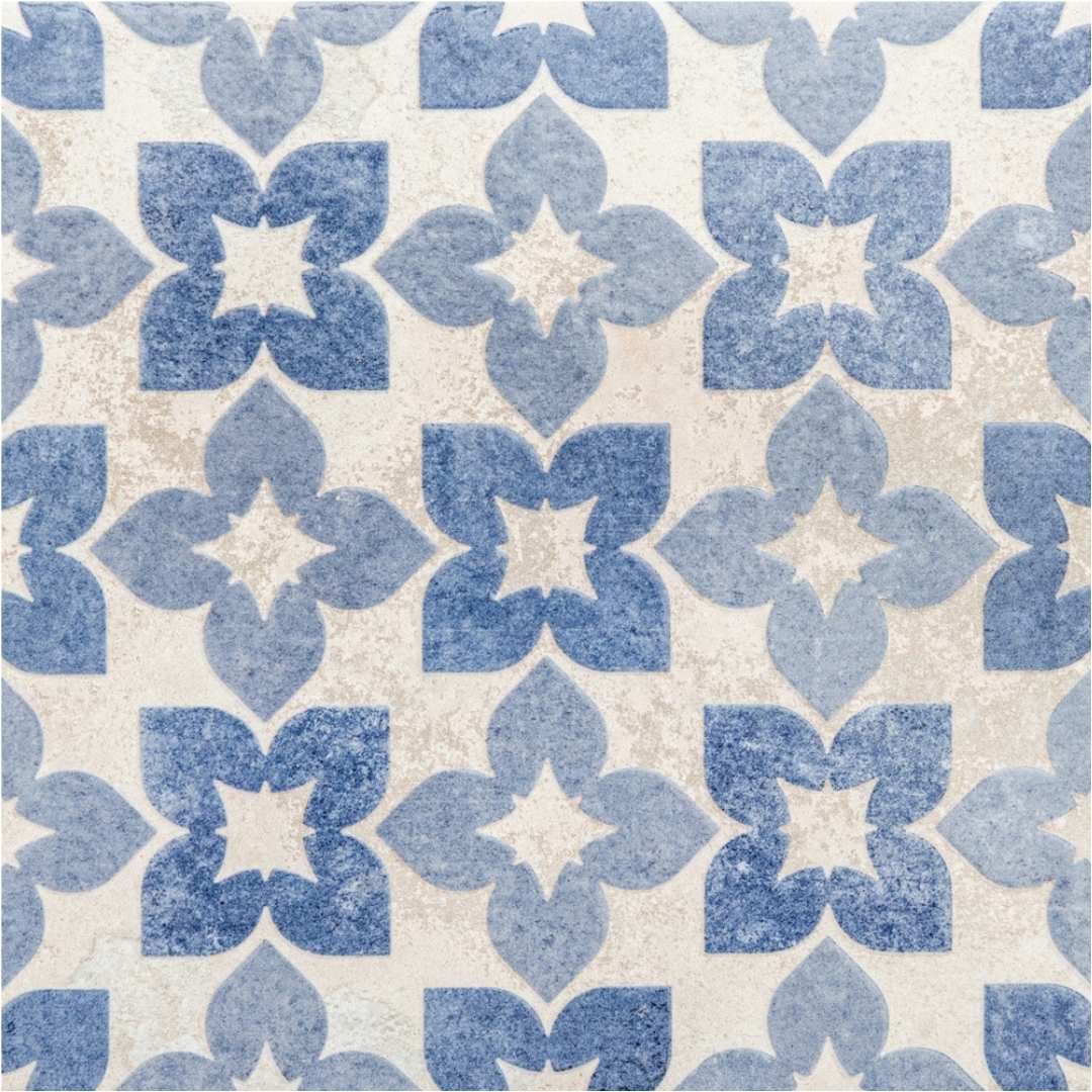 Phlox 8" x 8" Blue Porcelain Matte and Shiny Tile