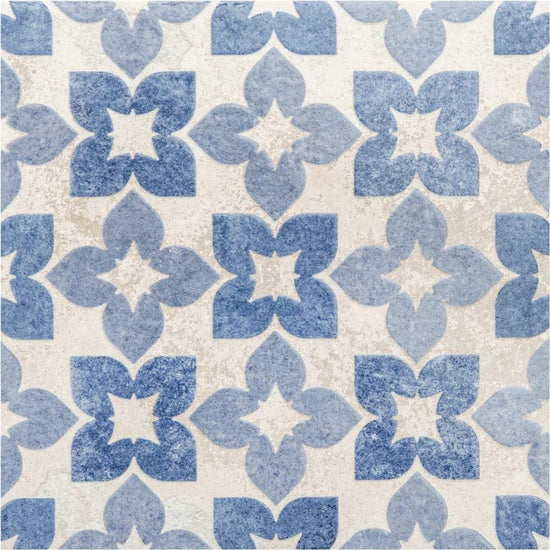 Phlox 8" x 8" Blue Porcelain Matte and Shiny Tile