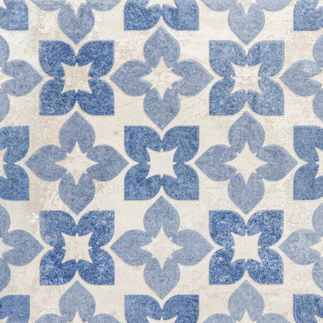 Phlox 8" x 8" Blue Porcelain Matte and Shiny Tile