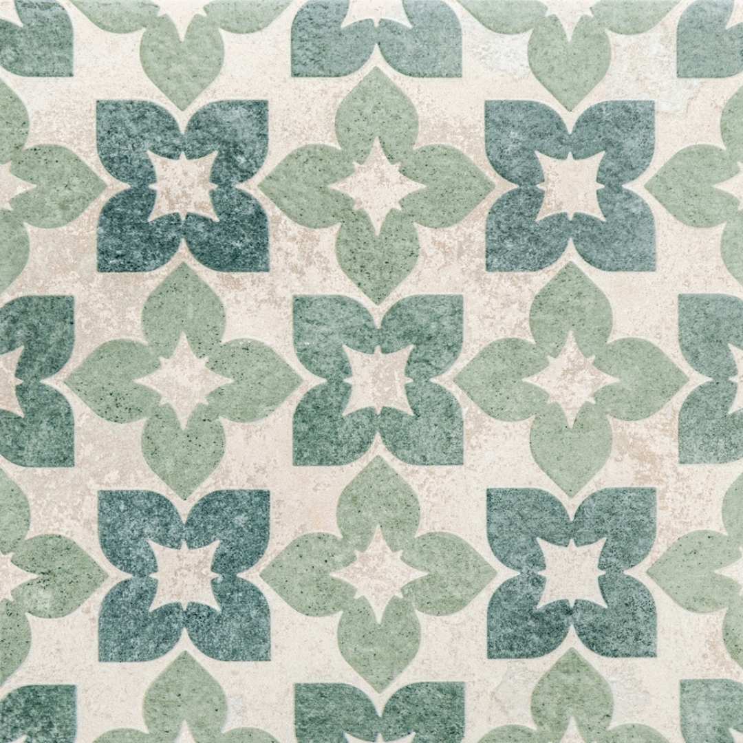 Phlox 8" x 8" Green Porcelain Matte and Shiny Tile