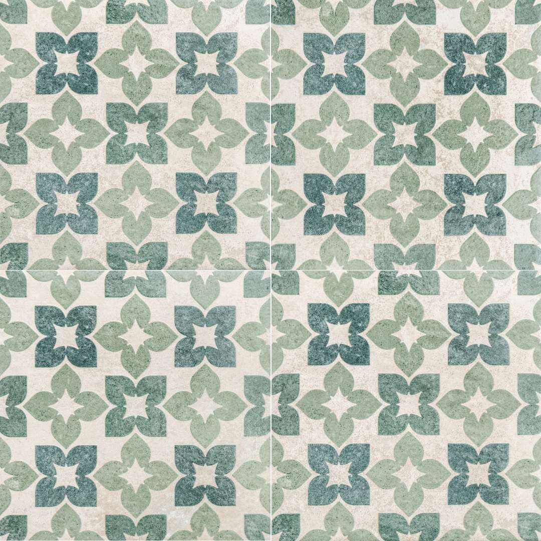 Phlox 8" x 8" Green Porcelain Matte and Shiny Tile