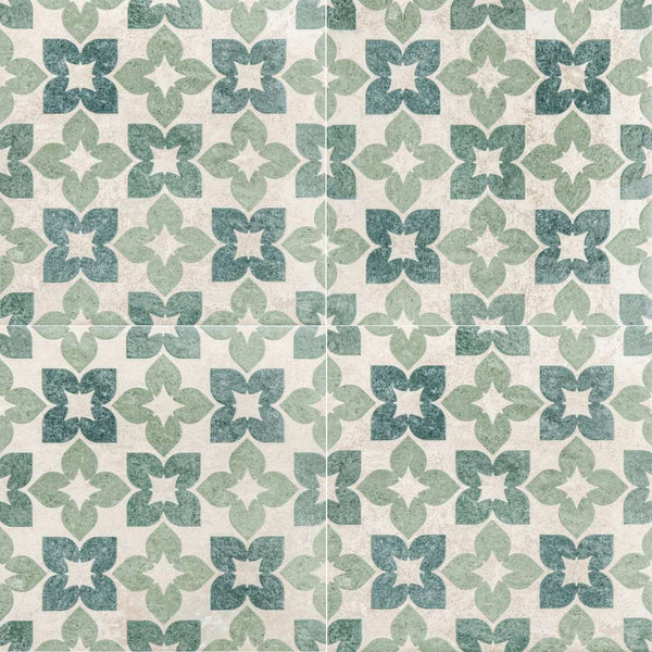 Phlox 8" x 8" Green Porcelain Matte and Shiny Tile