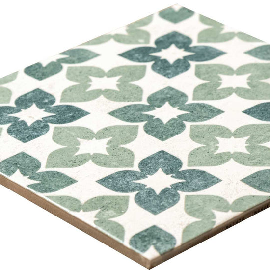 Phlox 8" x 8" Green Porcelain Matte and Shiny Tile