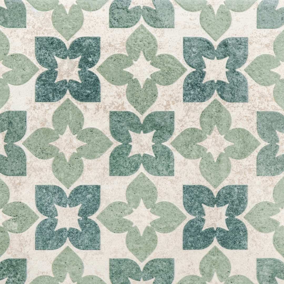 Phlox 8" x 8" Green Porcelain Matte and Shiny Tile
