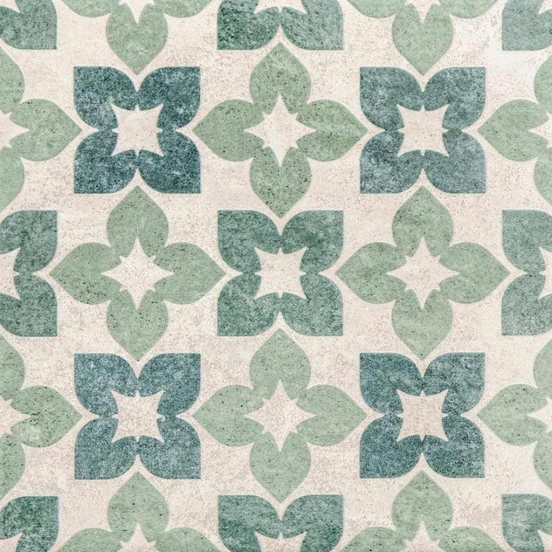 Phlox 8" x 8" Green Porcelain Matte and Shiny Tile