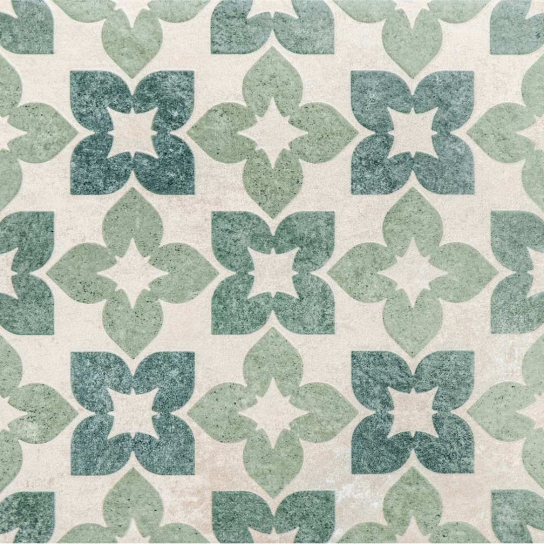 Phlox 8" x 8" Green Porcelain Matte and Shiny Tile