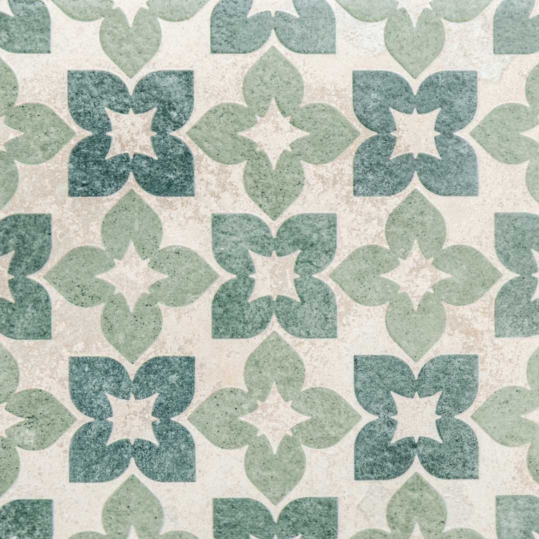 Phlox 8" x 8" Green Porcelain Matte and Shiny Tile