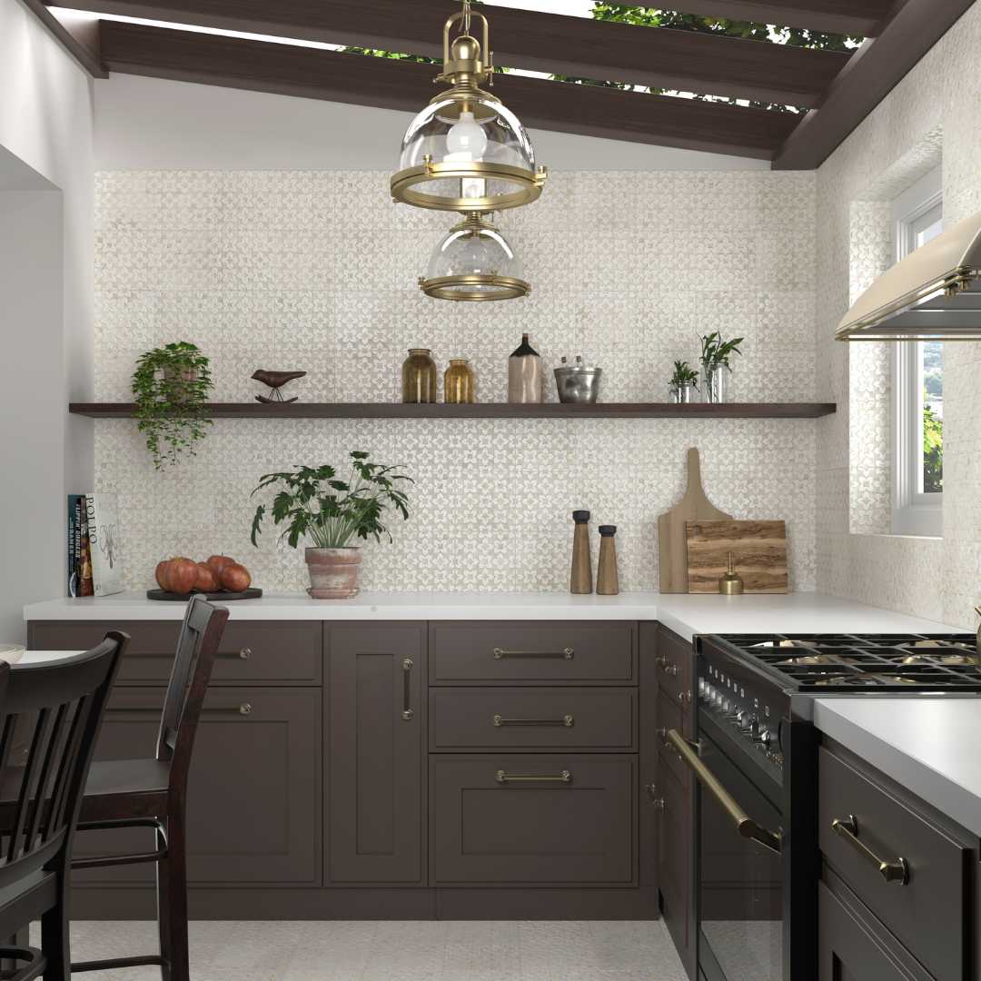 Phlox 8" x 8" White Porcelain Matte and Shiny Tile