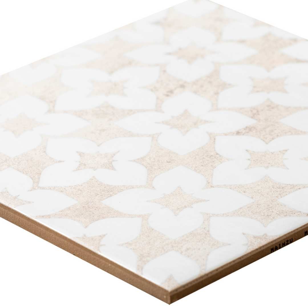 Phlox 8" x 8" White Porcelain Matte and Shiny Tile