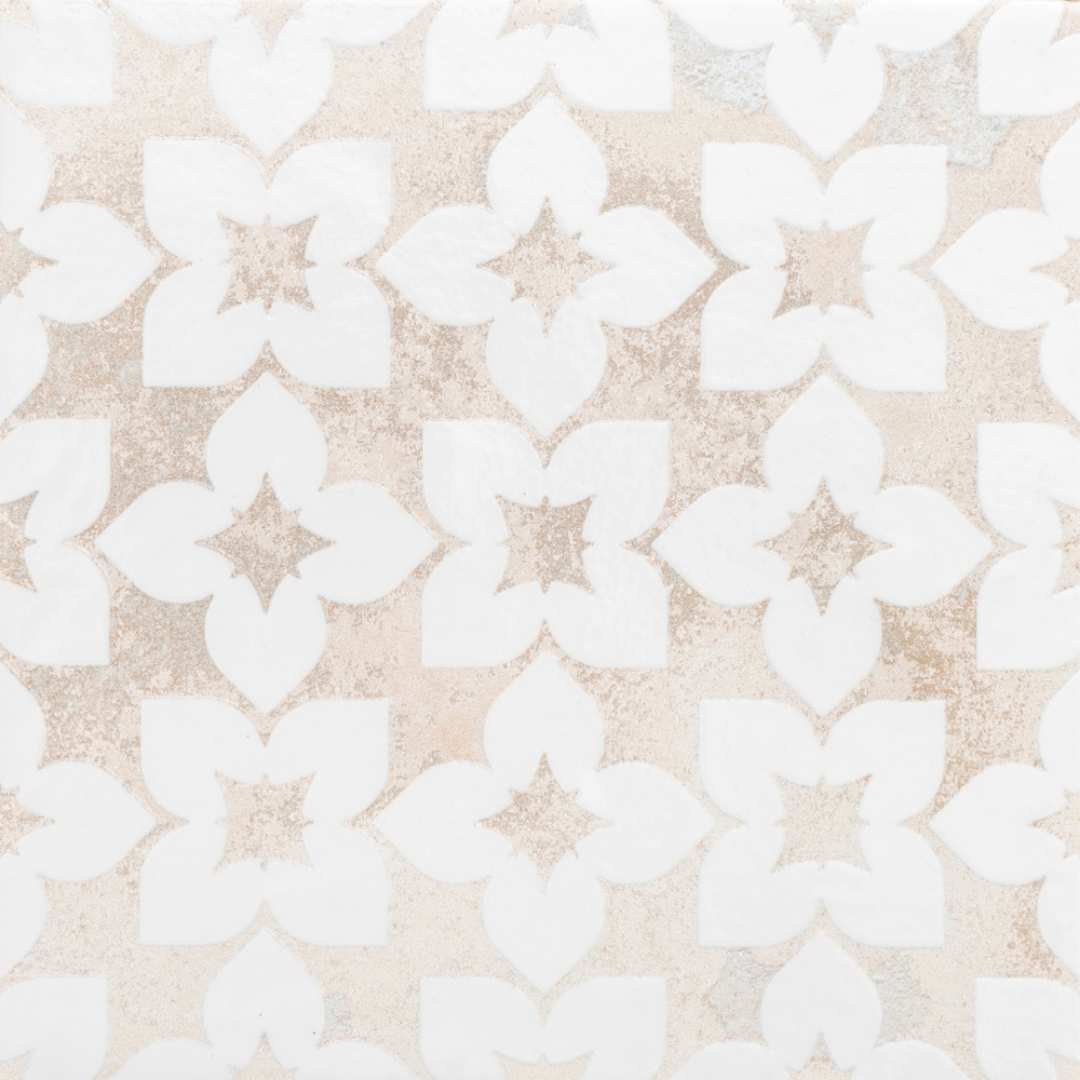 Phlox 8" x 8" White Porcelain Matte and Shiny Tile