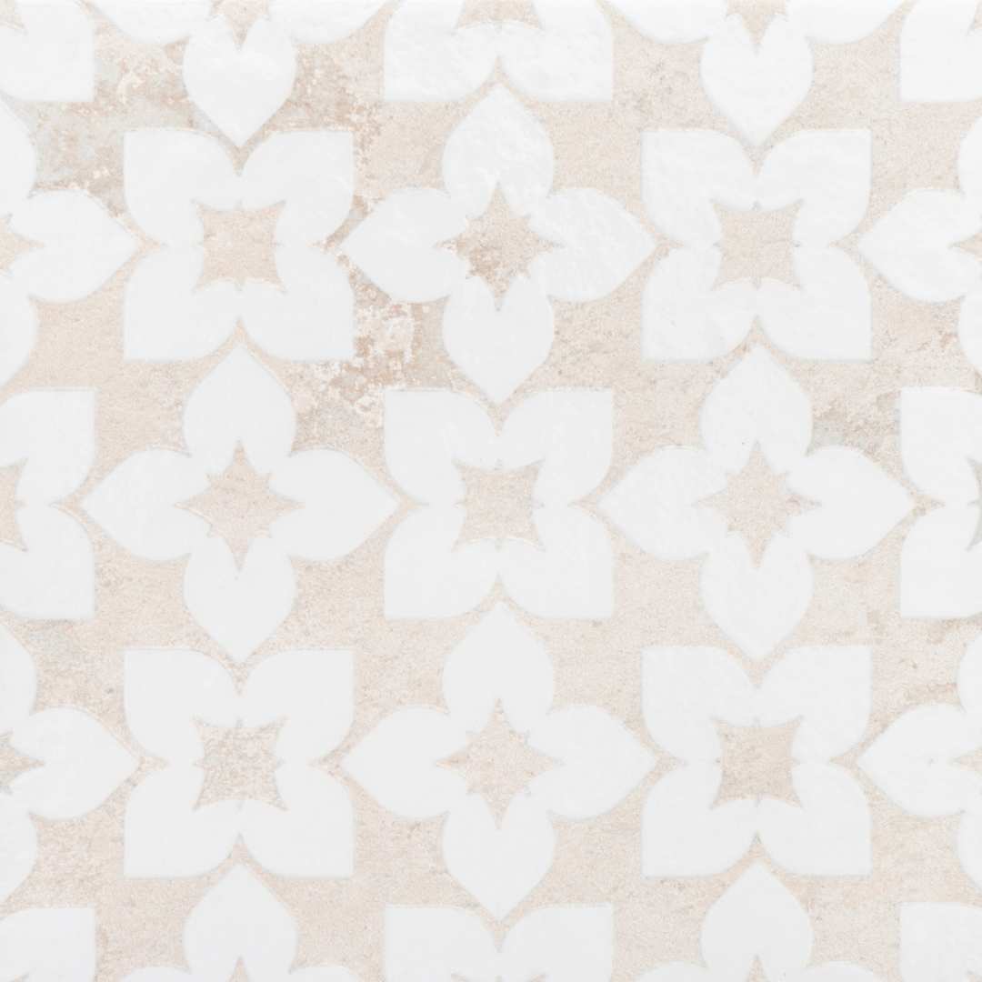 Phlox 8" x 8" White Porcelain Matte and Shiny Tile