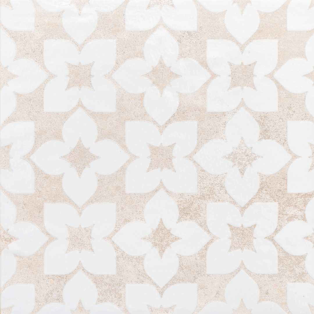 Phlox 8" x 8" White Porcelain Matte and Shiny Tile