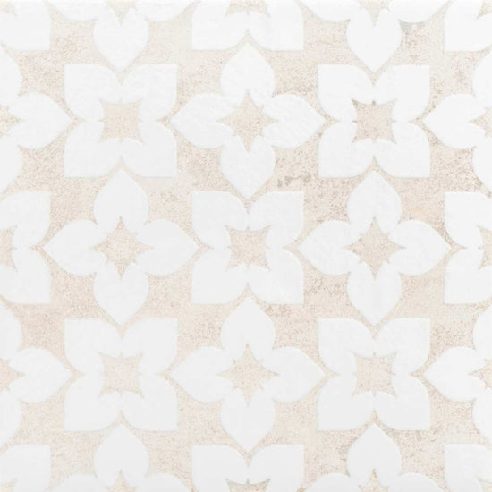 Phlox 8" x 8" White Porcelain Matte and Shiny Tile