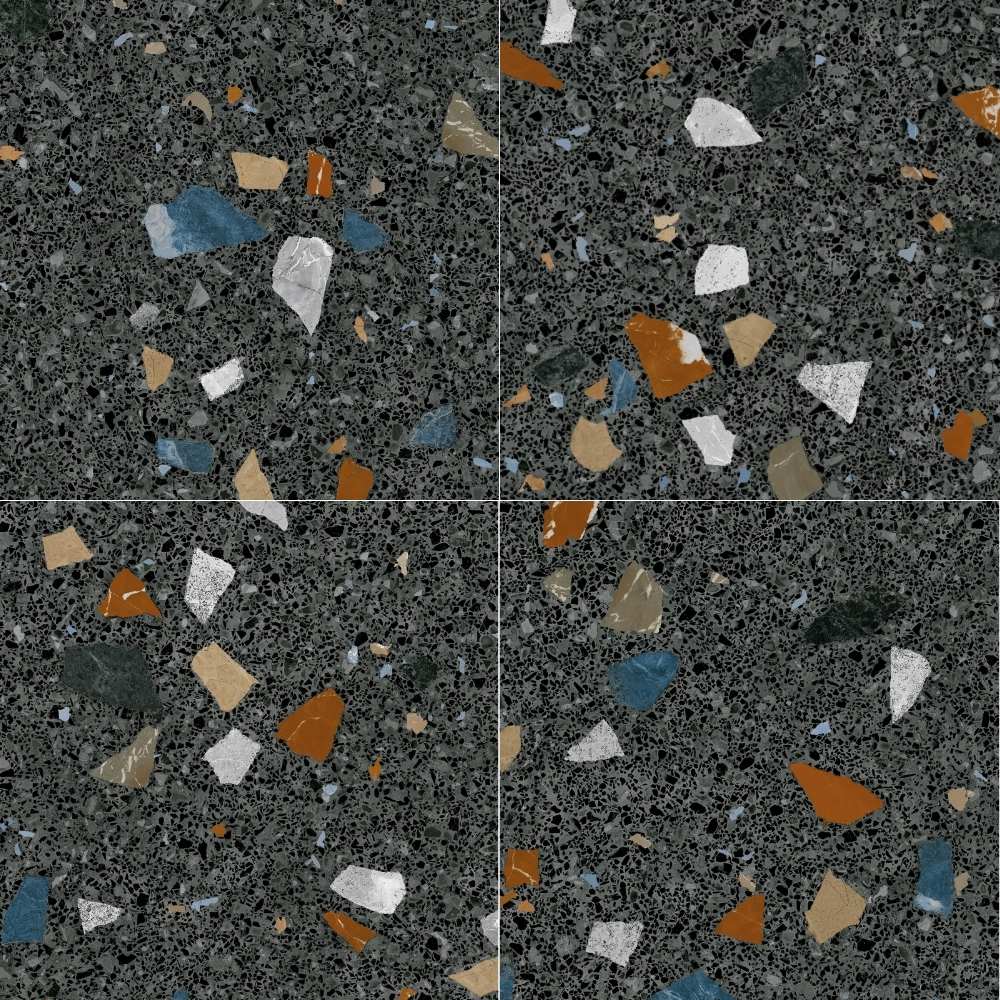 Terrazzo 24"x24" Grafito Porcelain Matte Tile