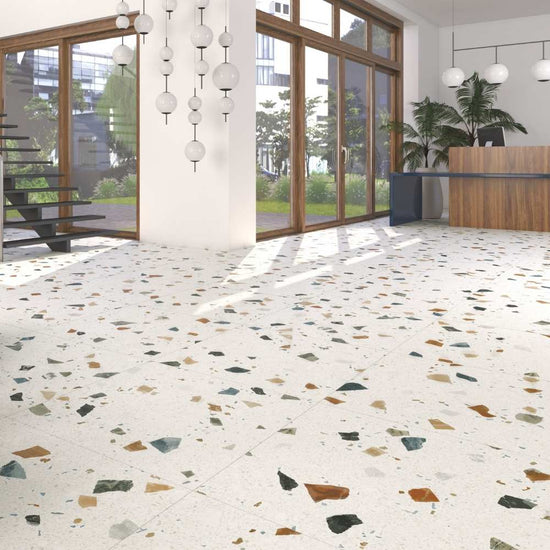 Terrazzo 24"x24" Nacar Porcelain Matte Tile
