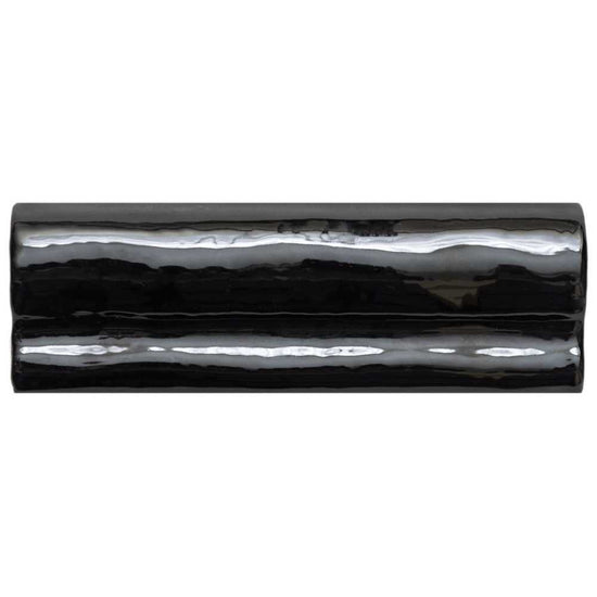 Talavera 2" x 6" Black Ceramic Glossy Chair Rail
