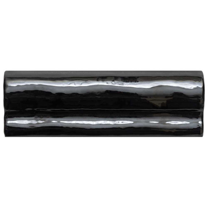 Talavera 2" x 6" Black Ceramic Glossy Chair Rail
