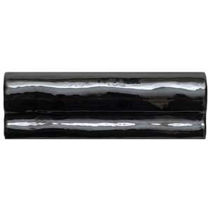 Talavera 2" x 6" Black Ceramic Glossy Chair Rail