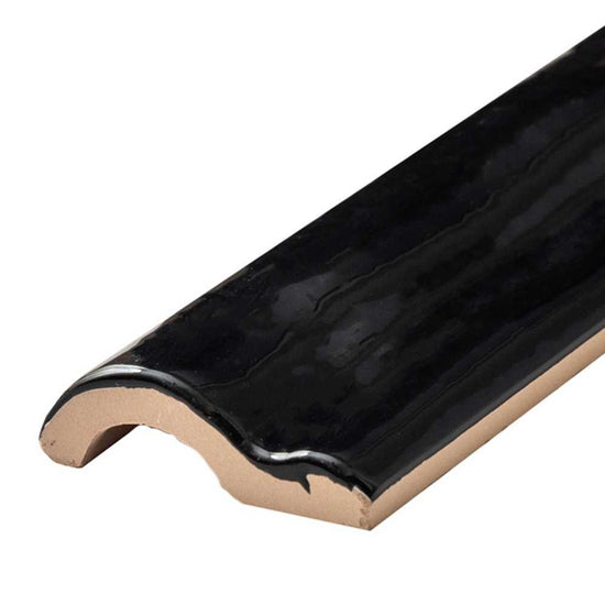 Talavera 2" x 6" Black Ceramic Glossy Chair Rail