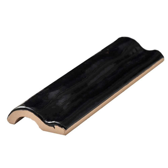 Talavera 2" x 6" Black Ceramic Glossy Chair Rail