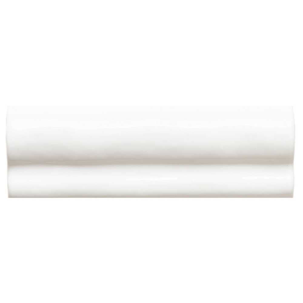 Talavera 2" x 6" White Ceramic Glossy Chair Rail