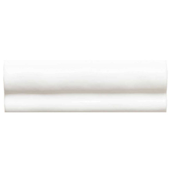 Talavera 2" x 6" White Ceramic Glossy Chair Rail