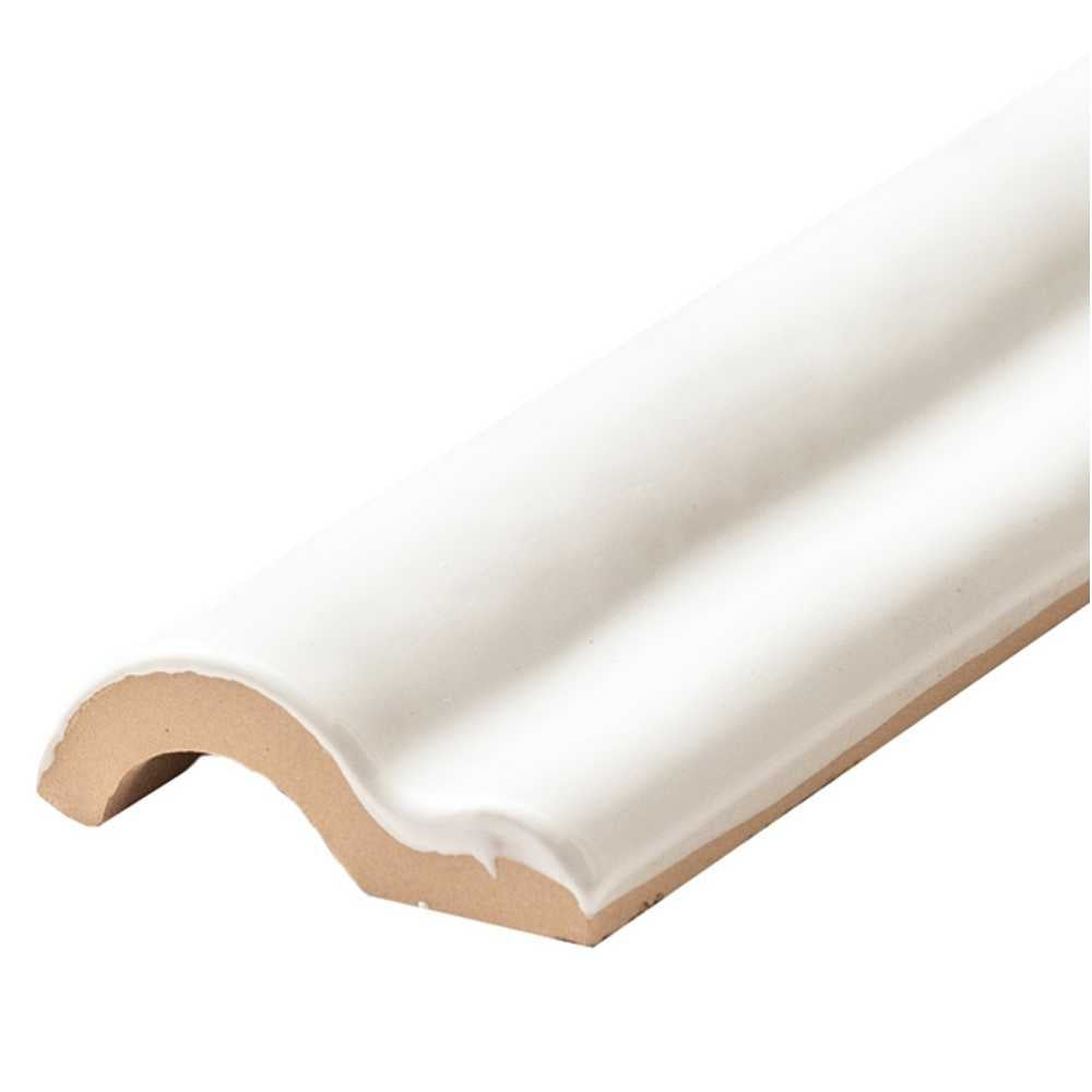 Talavera 2" x 6" White Ceramic Glossy Chair Rail