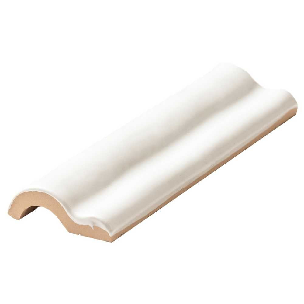 Talavera 2" x 6" White Ceramic Glossy Chair Rail