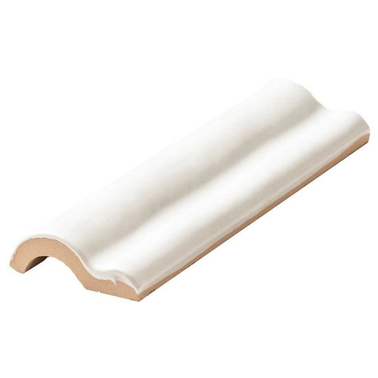 Talavera 2" x 6" White Ceramic Glossy Chair Rail