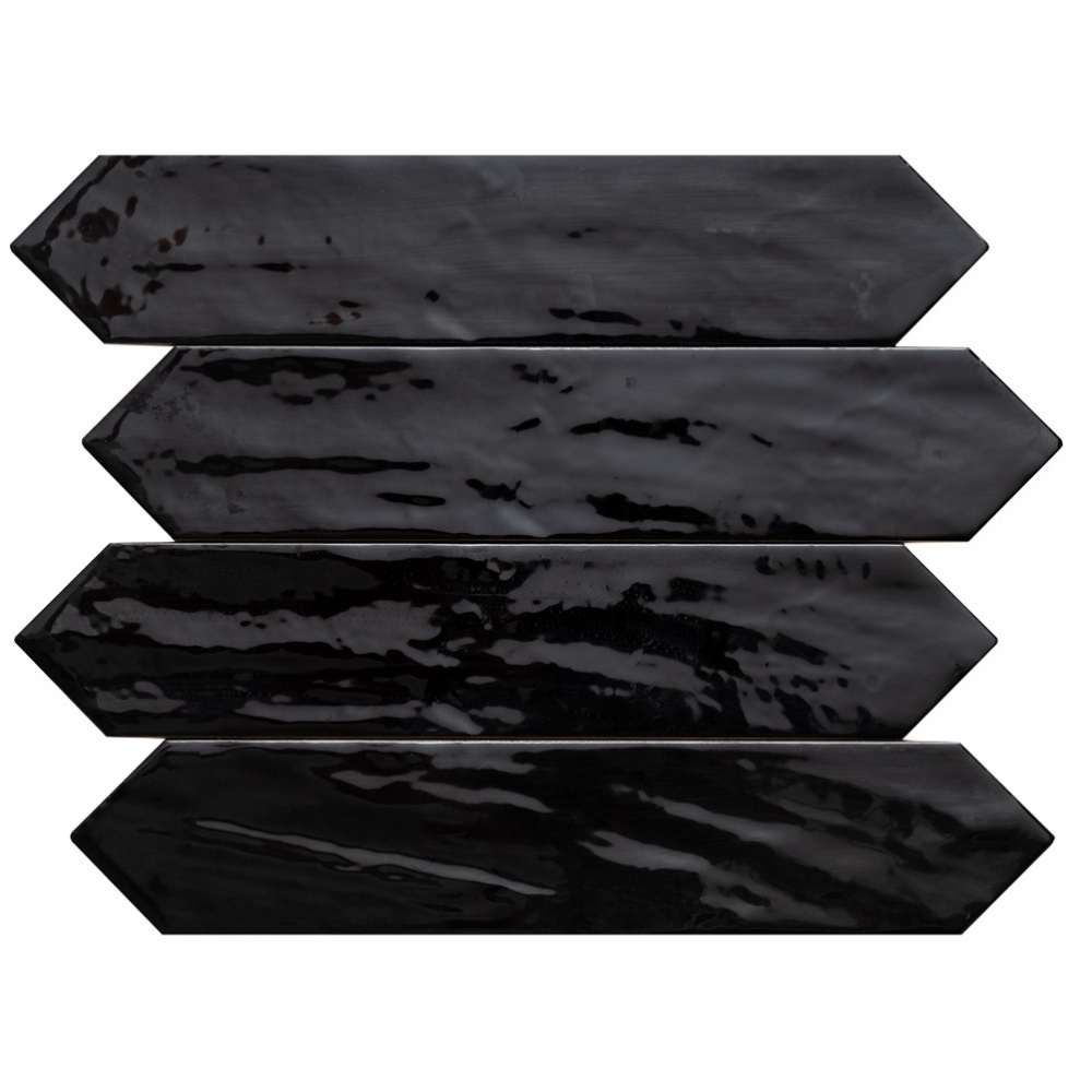 Talavera Picket Black Ceramic Glossy Tile