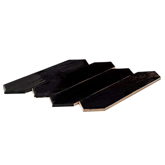Talavera Picket Black Ceramic Glossy Tile
