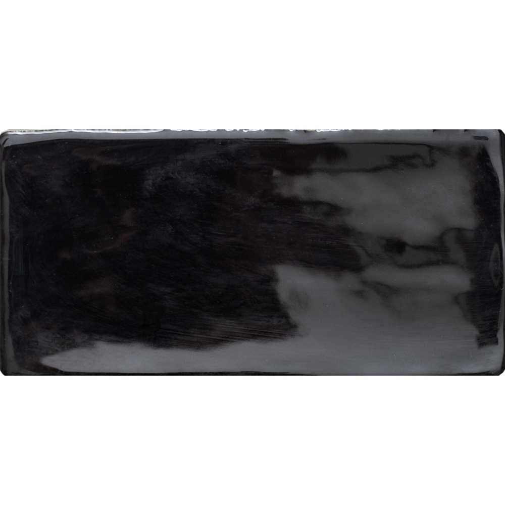 Talavera 3" x 6" Black Ceramic Glossy Tile